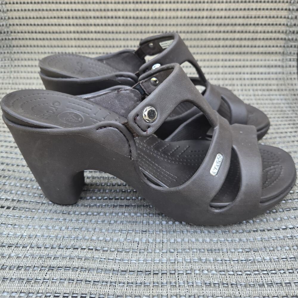 Crocs Women’s Cyprus IV Open Toe Slip-on Heel Sandals Strappy Brown Size 9